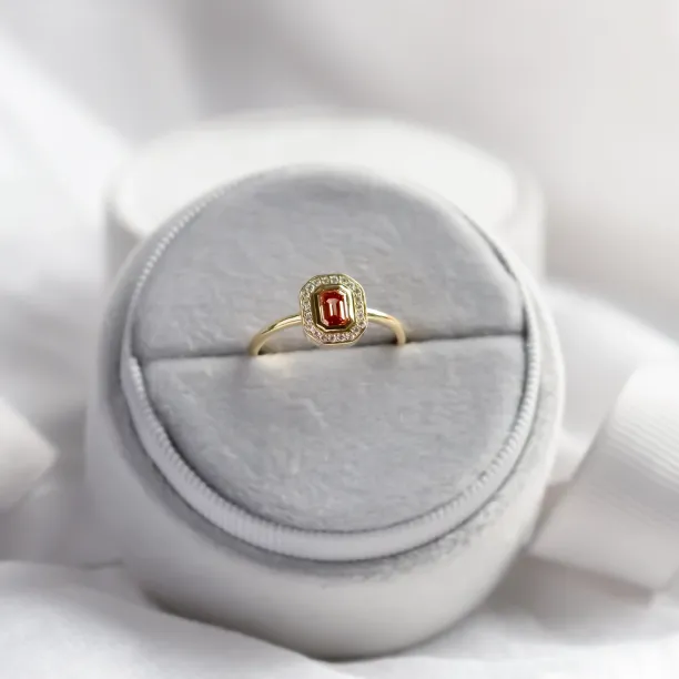 Art deco pink lab grown diamond engagement ring MOANA Image