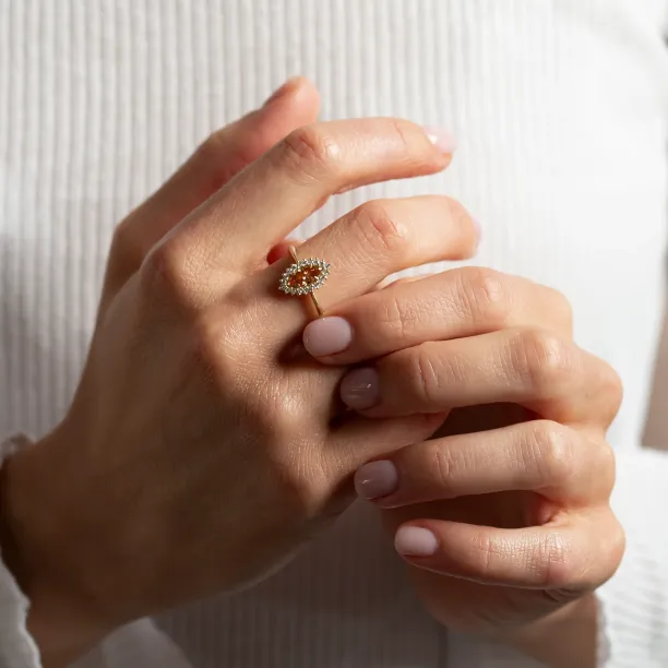 Orange lab grown diamond engagement ring TIANA Image