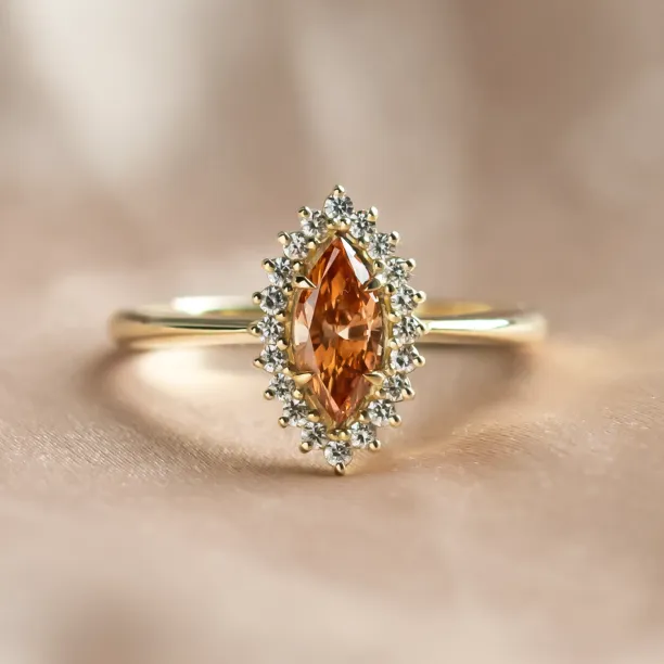 Orange lab grown diamond engagement ring TIANA Image