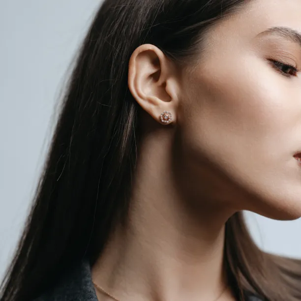 Lab-grown diamond earrings with interchangeable gemstones KYLE Image