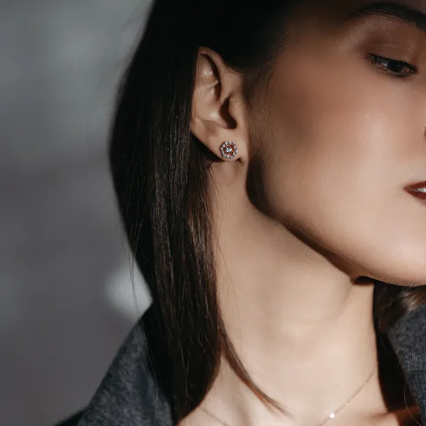 Lab-grown diamond earrings with interchangeable gemstones KYLE Image