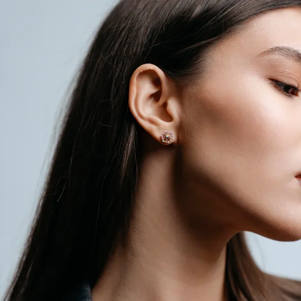 Lab-grown diamond earrings with interchangeable gemstones KYLE Image