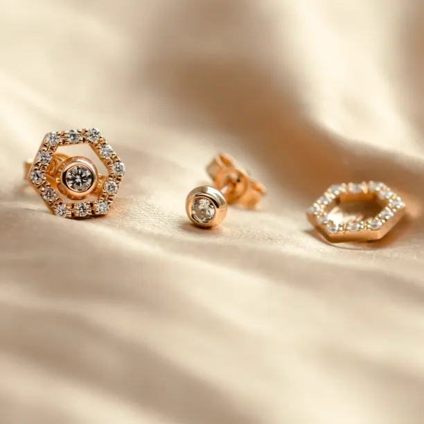 Lab-grown diamond earrings with interchangeable gemstones KYLE Image