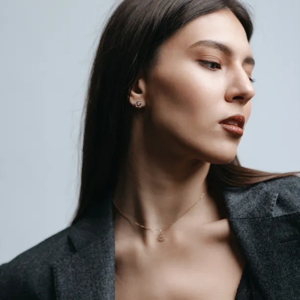 Lab-grown diamond earrings with interchangeable gemstones KYLE Image