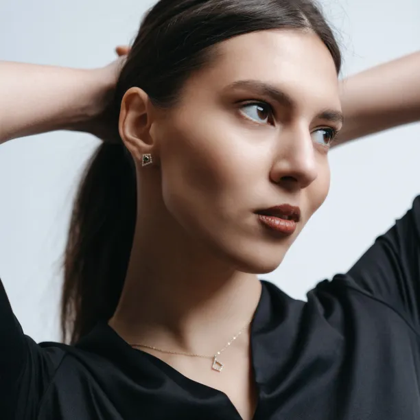 Lab-grown diamond kite earrings with removable gemstone JAY Image