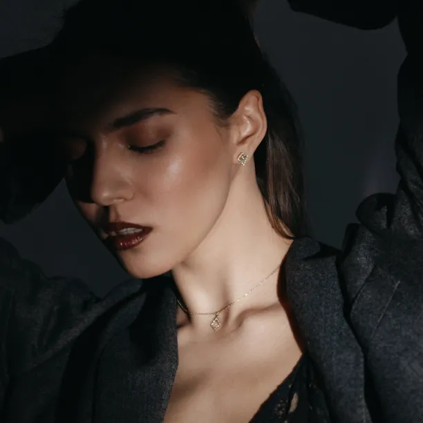 Lab-grown diamond kite earrings with removable gemstone JAY Image