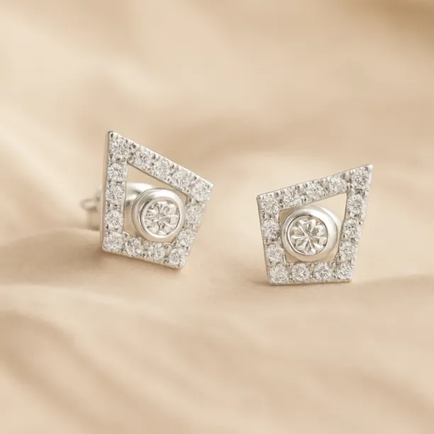 Lab-grown diamond kite earrings with removable gemstone JAY Image