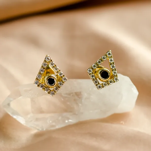 Lab-grown diamond kite earrings with removable gemstone JAY Image