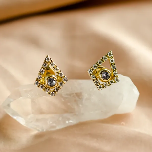 Lab-grown diamond kite earrings with removable gemstone JAY Image
