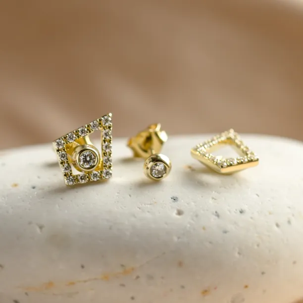 Lab-grown diamond kite earrings with removable gemstone JAY Image