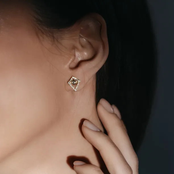 Lab-grown diamond kite earrings with removable gemstone JAY Image