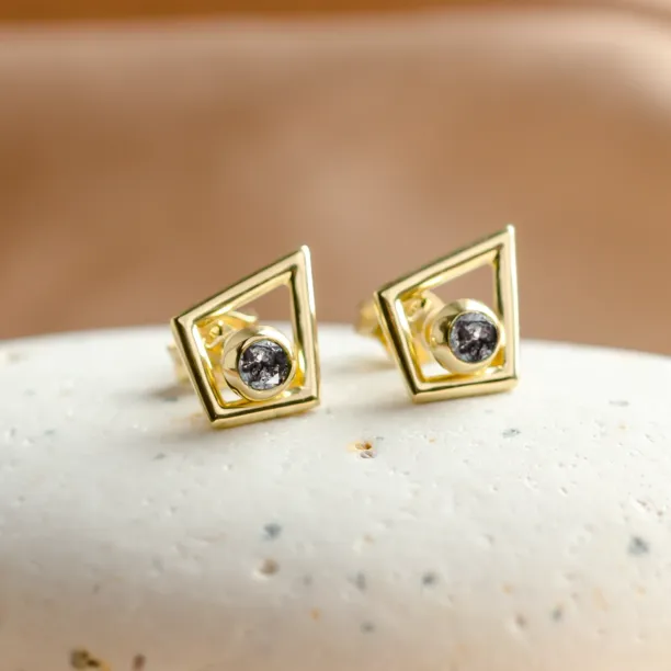 Modular gold kite earrings with gemstones KAYLEE Image