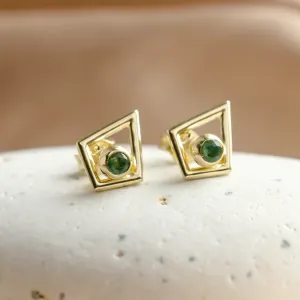 Modular gold kite earrings with gemstones KAYLEE Thumbnail