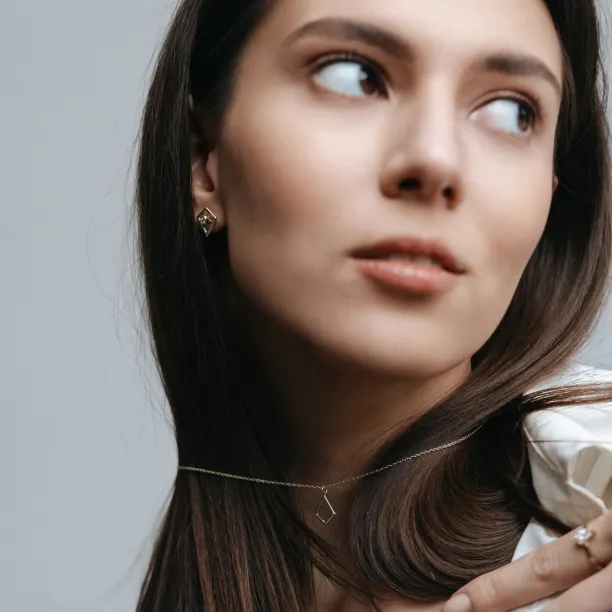 Modular gold kite earrings with gemstones KAYLEE Image