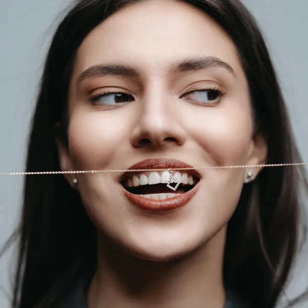 Gold necklace with lab-grown diamond kite pendant HEATHER Image