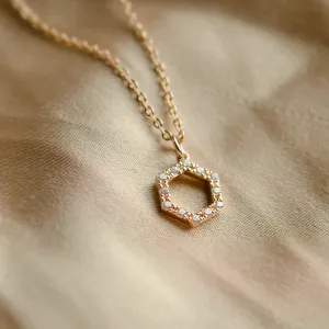 Elegant hexagon lab-grown diamond necklace MARION Thumbnail