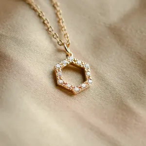 Elegant hexagon lab-grown diamond necklace MARION