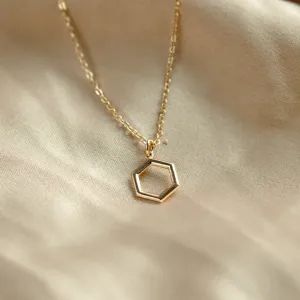 Gold hexagon necklace MEGAN Thumbnail