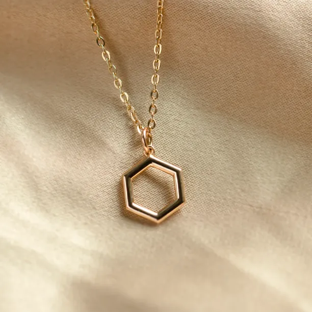 Gold hexagon necklace MEGAN Image