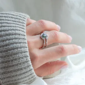 Moss agate and diamonds engagement ring set BRISTOL Thumbnail