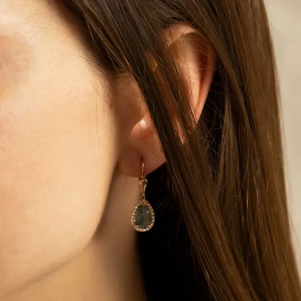 Beautiful moss agate and diamond earrings ROYA Image