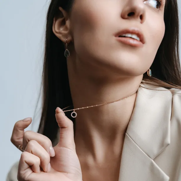 Beautiful moss agate and diamond earrings ROYA Image