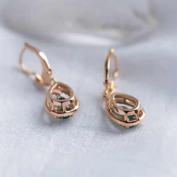 Beautiful moss agate and diamond earrings ROYA Image