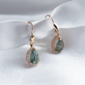 Beautiful moss agate and diamond earrings ROYA Thumbnail