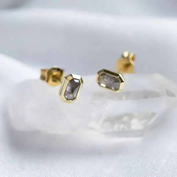 Salt and pepper diamond stud earrings NYLA Image