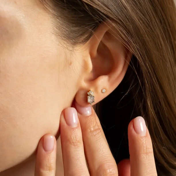 Salt and pepper diamond earrings studs TERRA Image