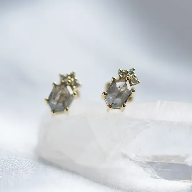 Salt and pepper diamond earrings studs TERRA Image