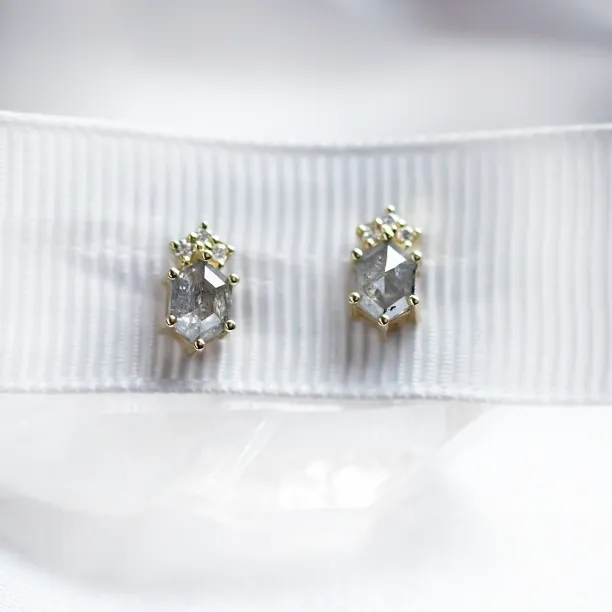 Salt and pepper diamond earrings studs TERRA Image