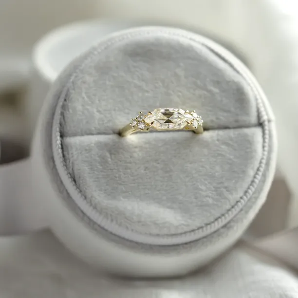East west hexagon moissanite ring ASTRID Image