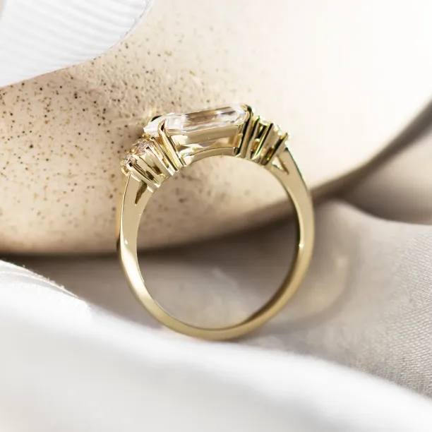 East west hexagon moissanite ring ASTRID Image