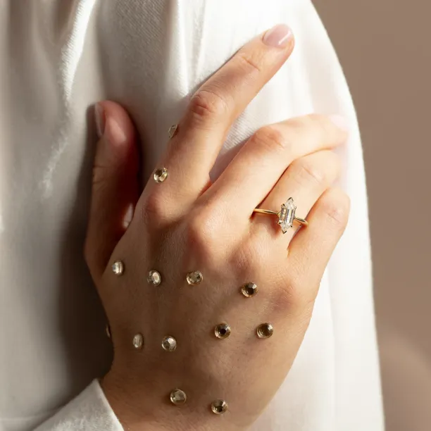 Elongated hexagon cut moissanite engagement ring CATELYN Image