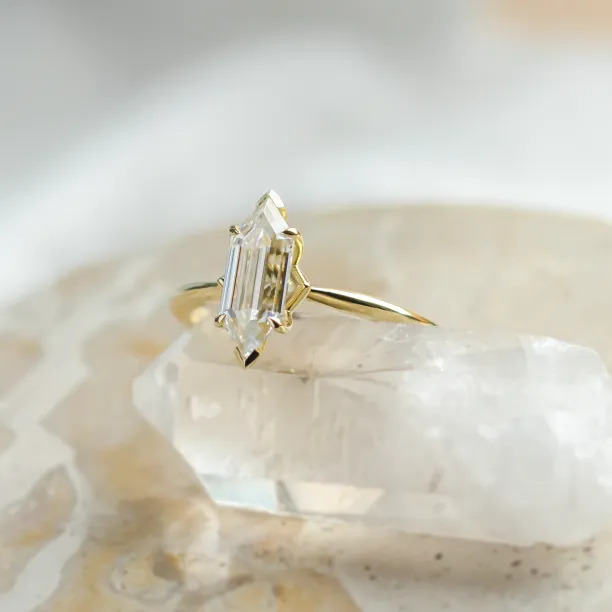 Elongated hexagon cut moissanite engagement ring CATELYN Image