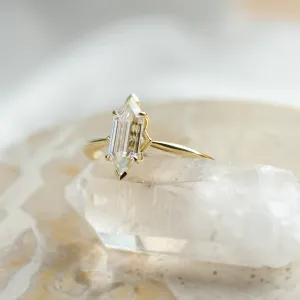 Elongated hexagon cut moissanite engagement ring CATELYN Thumbnail