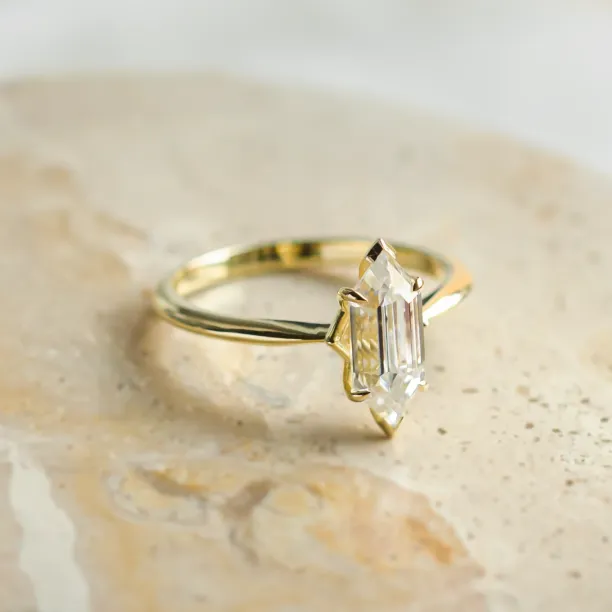 Elongated hexagon cut moissanite engagement ring CATELYN Image