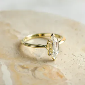 Elongated hexagon cut moissanite engagement ring CATELYN Thumbnail