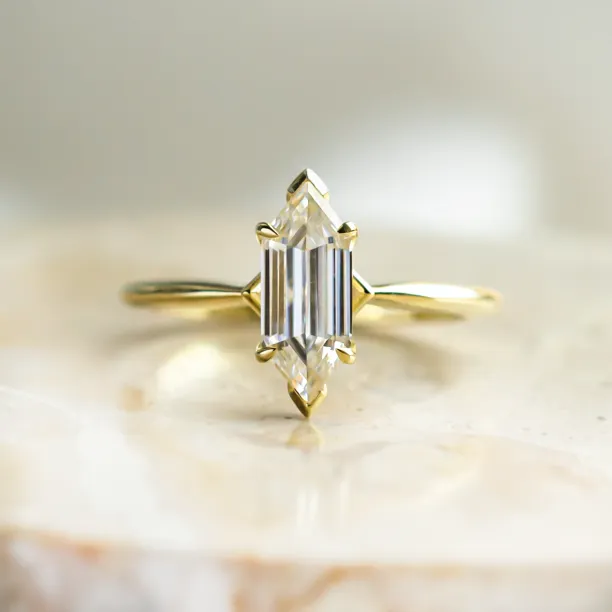 Elongated hexagon cut moissanite engagement ring CATELYN Image