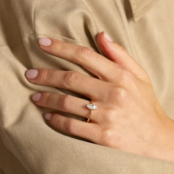 Marquise shaped moissanite engagement ring LOUISA Image