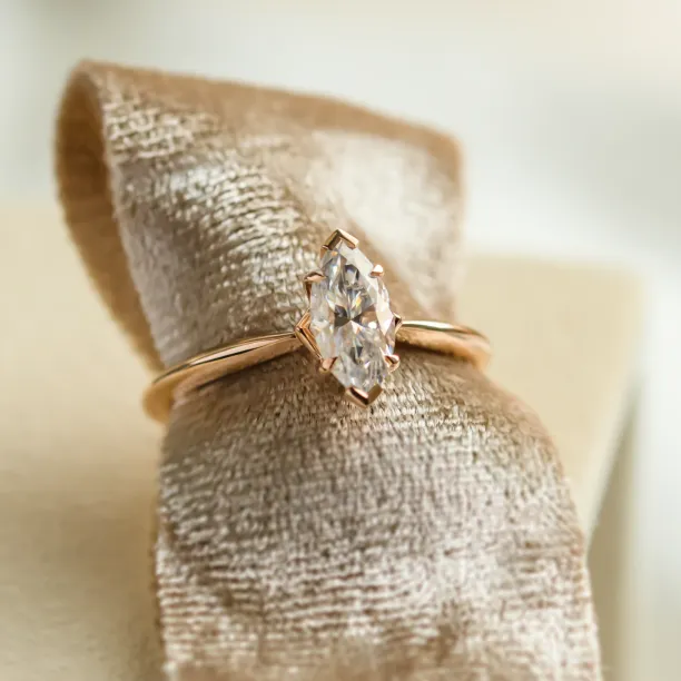 Marquise shaped moissanite engagement ring LOUISA Image