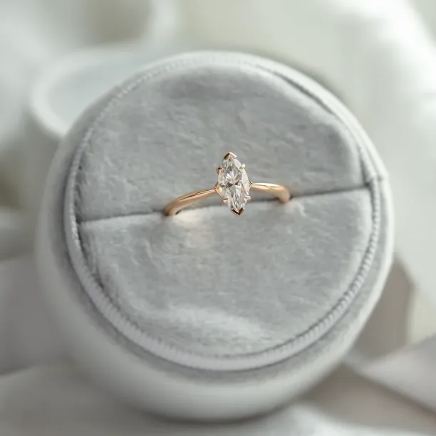 Marquise shaped moissanite engagement ring LOUISA Image