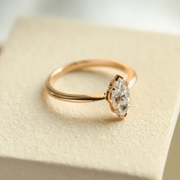 Marquise shaped moissanite engagement ring LOUISA Image