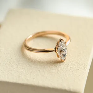 Marquise shaped moissanite engagement ring LOUISA Thumbnail