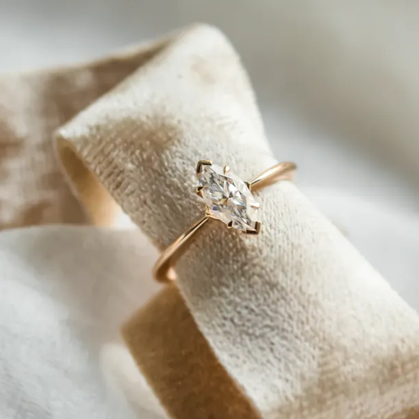 Marquise shaped moissanite engagement ring LOUISA Image