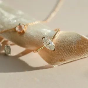 Marquise shaped moissanite engagement ring LOUISA Thumbnail