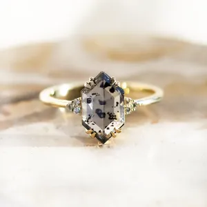 Lab-grown salt and pepper diamond ring PAULI