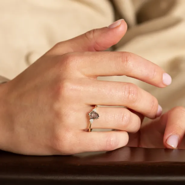 Vintage salt and pepper diamond engagement ring VERA Image