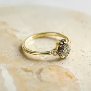 Vintage salt and pepper diamond engagement ring VERA Thumbnail